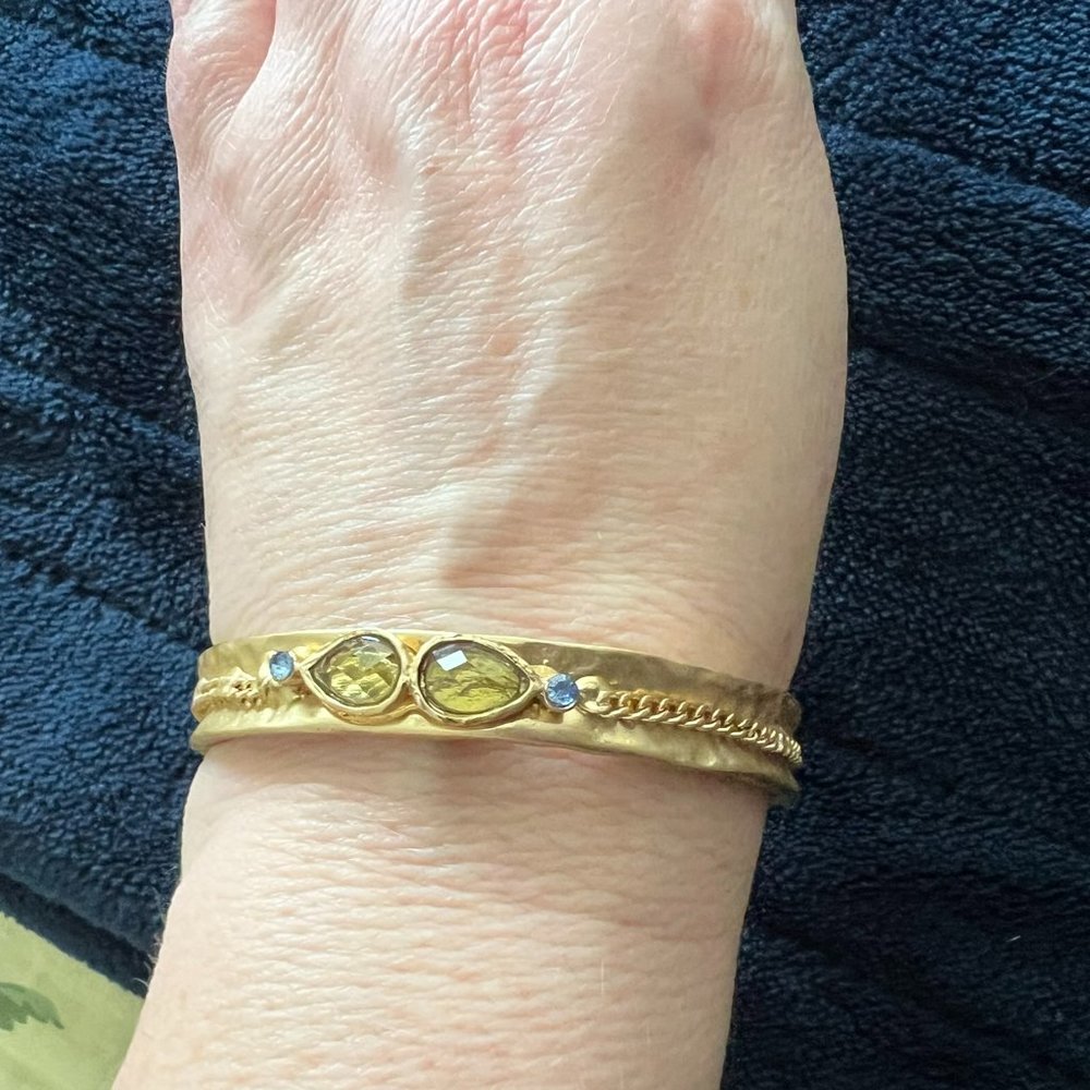 Loft Gold Hammered Bangle with Stones